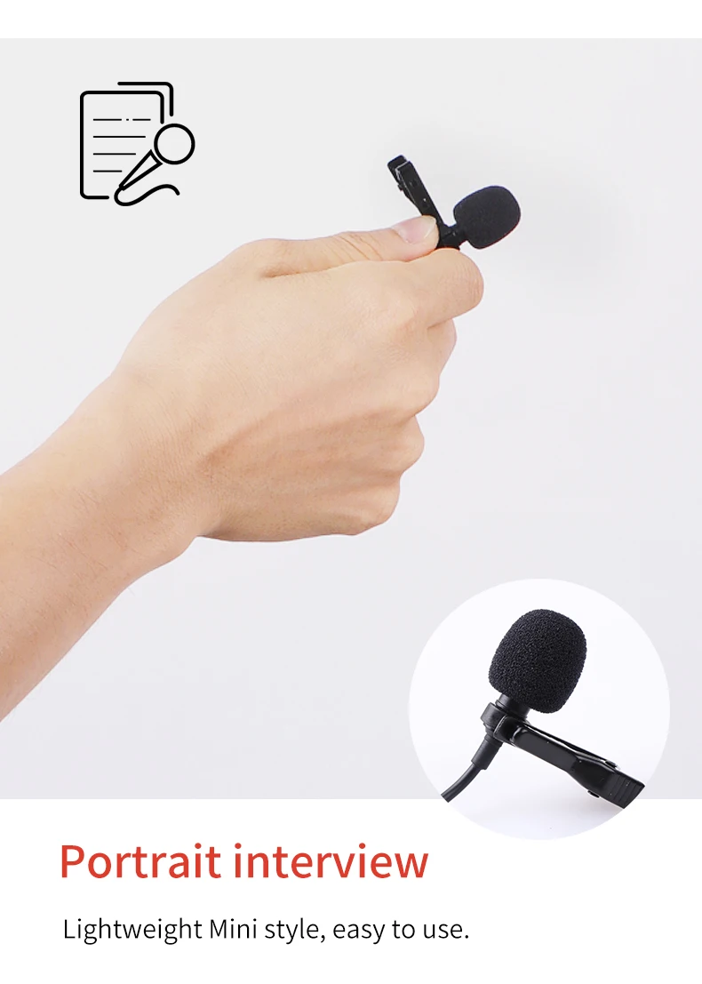 Lavalier Audio Video Microphone Clip-On Condenser Mic Recorder For 3.5mm Lightning phone iPhone Xiaomi Camera VS BOYA LM10