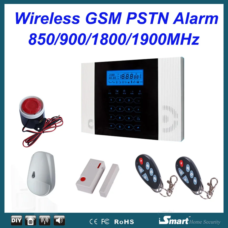 

433MHz LCD Touch Keypad Wireless GSM PSTN iHome Intruder Alarm Security System, Free Shipping
