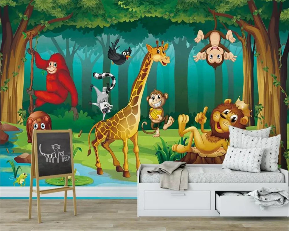 

beibehang Custom photo wallpaper mural Fantasy animal forest Cartoon Children's Room Kids Room Decorative Painting 3d wallpaper