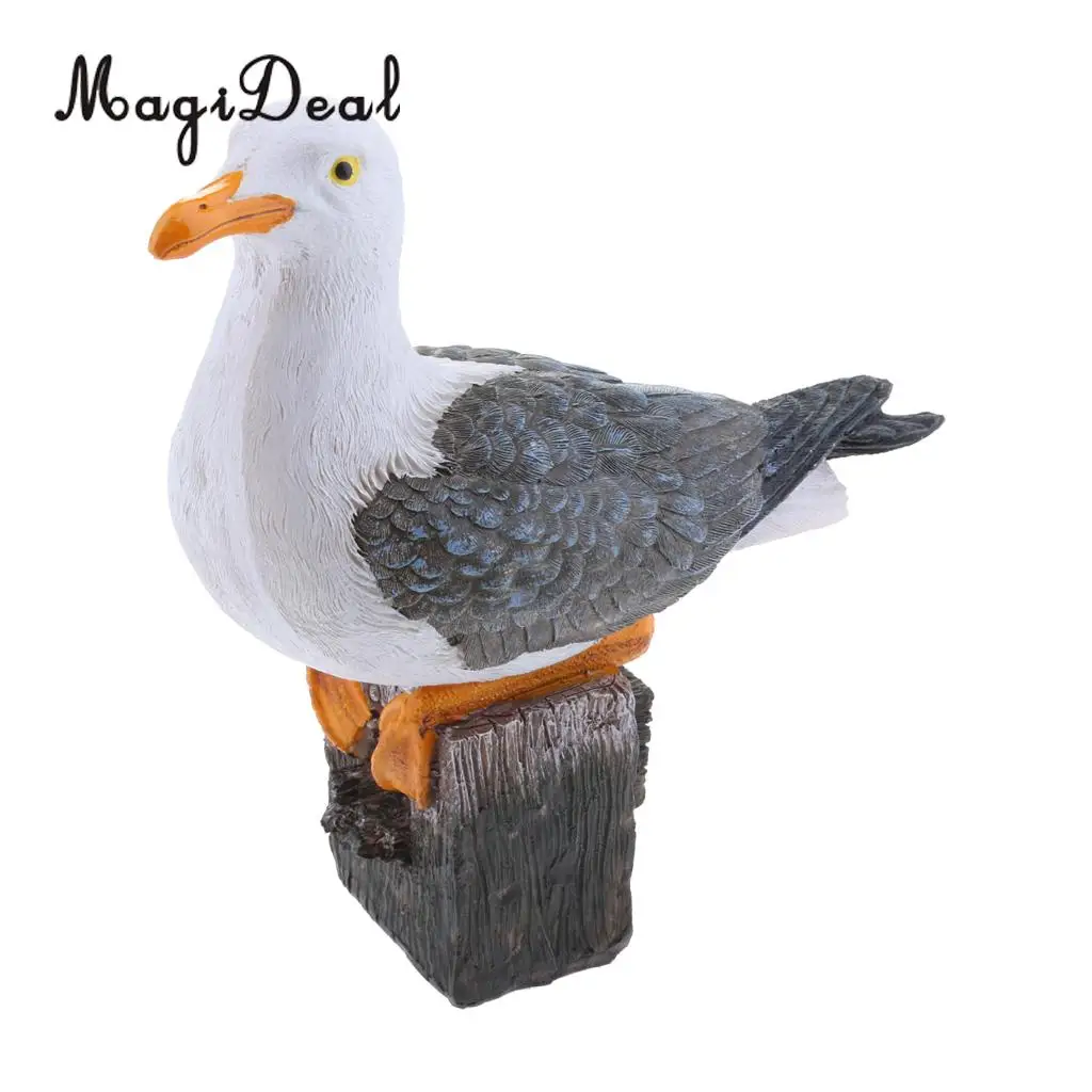 MagiDeal 1 Piece Seagull Sea Wild Bird Model Statue Figurine Crafts Figure Ornament Miniatures Garden Lawn Decor