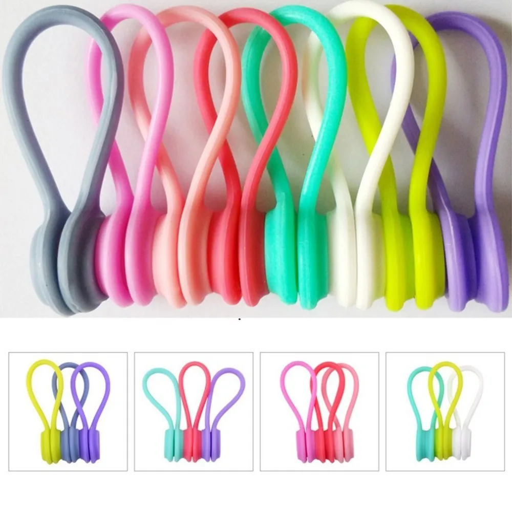 

3pcs Soft Silicone Magnetic Cable Winder Organizer Cord Earphone Storage Holder Clips Cable Winder For Earphone For Data Cable