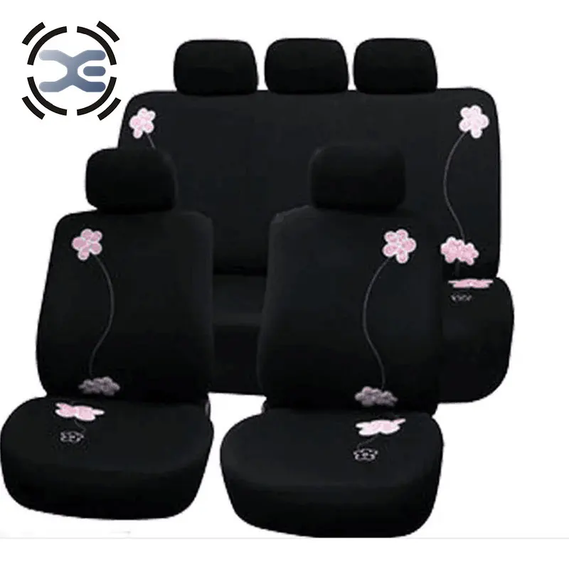 

5 Seats Flower Embroidery Cloth Art Car Seat Cover Universal Fit Most Car Protector Automobiles Interior Accessories T142