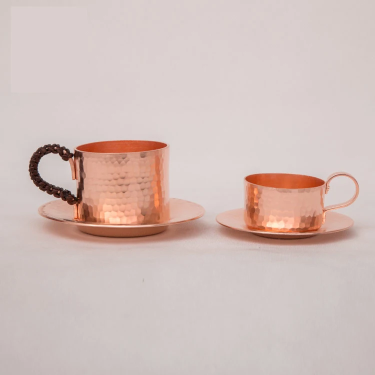 

80ml/150ml Pure Copper Coffee Mugs with Tray Handmade Tea/milk/water Cups