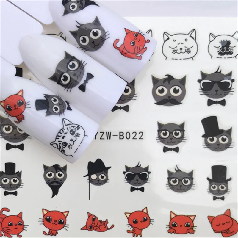 

Cute Cat Water Decal Nail Art Decorations Stickers For Manicure Cartoon Water Nail Stickers On Nails Design Sliders For Nails