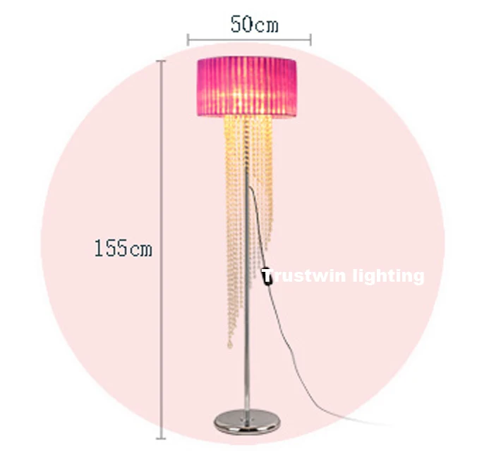 Ножной переключатель торшер E14 металла ткани блестящий кристалл пол свет свадебный бокал напольные свет