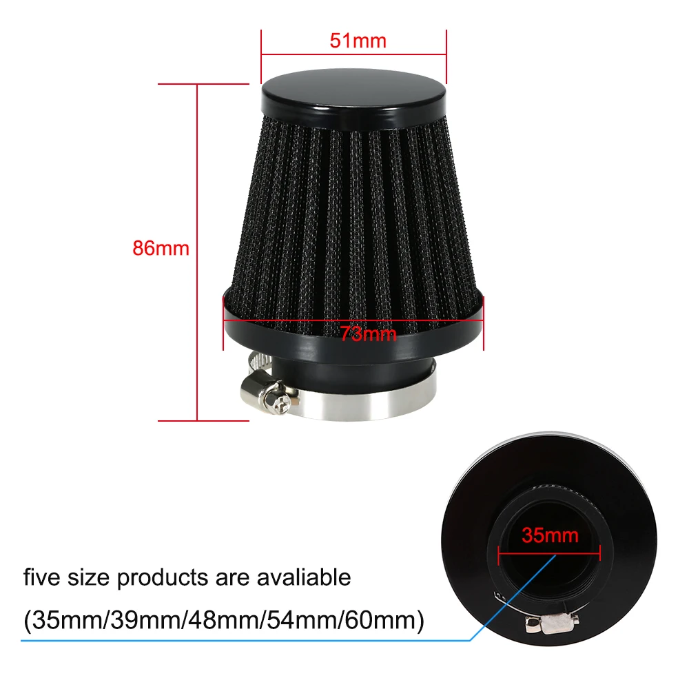 

35mm/39mm/48mm/54mm/60mm Optional Motorcycle Air Filter Breather for Yamaha r1 Kawasaki Honda Shodow Scooter