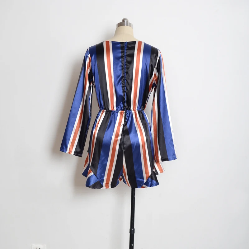 2019 New Arrival Long Sleeve Deep V Neck Fashion Stripe Casual Sexy Ladies Jumpsuit 2019 New Arrival Long Sleeve Deep V Neck Fashion Stripe Casual Sexy Ladies Jumpsuit