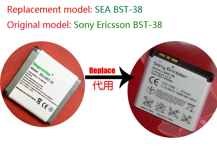 

freeshipping 10PCS BST-38 BST38 battery for sony ericsson C510, C902,C905, F100, K770, K850, R306, R306C, S500, S500c...