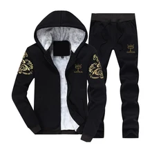 Зимний мужской теплый комплект, флисовые спортивные костюмы для мужчин, спортивный костюм, брендовая одежда, Hombre, повседневные Костюмы, мужская куртка+ штаны размера плюс 3XL 4XL