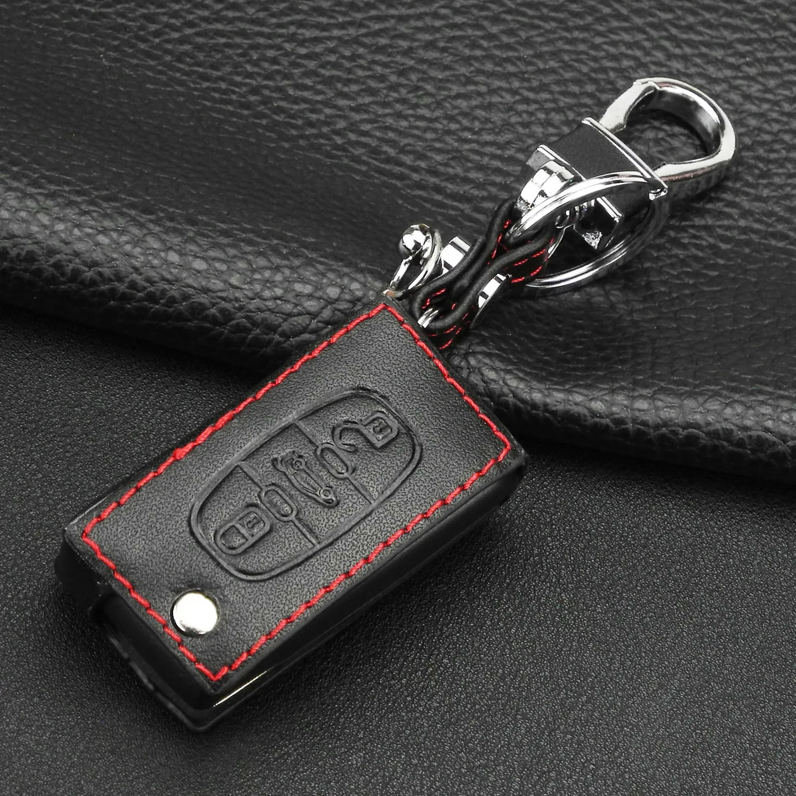 Keyforkess Cover portachiavi in pelle per Peugeot 107 206 207 208 306 307 308 407 408 508 RCZ, per Citroen C2 C3 C4 C5 portachiavi -