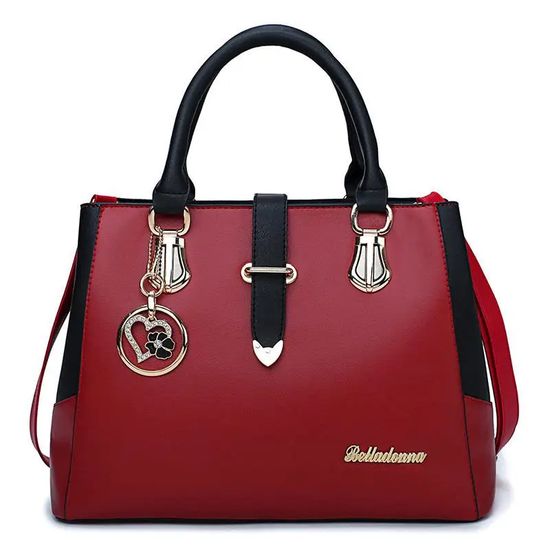 Роскошные женские сумки, дизайнерские сумки,, синяя кожа, металл, любящее сердце, звезда, Bolsas De Luxo Mulheres Sacos, белый/черный/красный/pnik - Цвет: Red