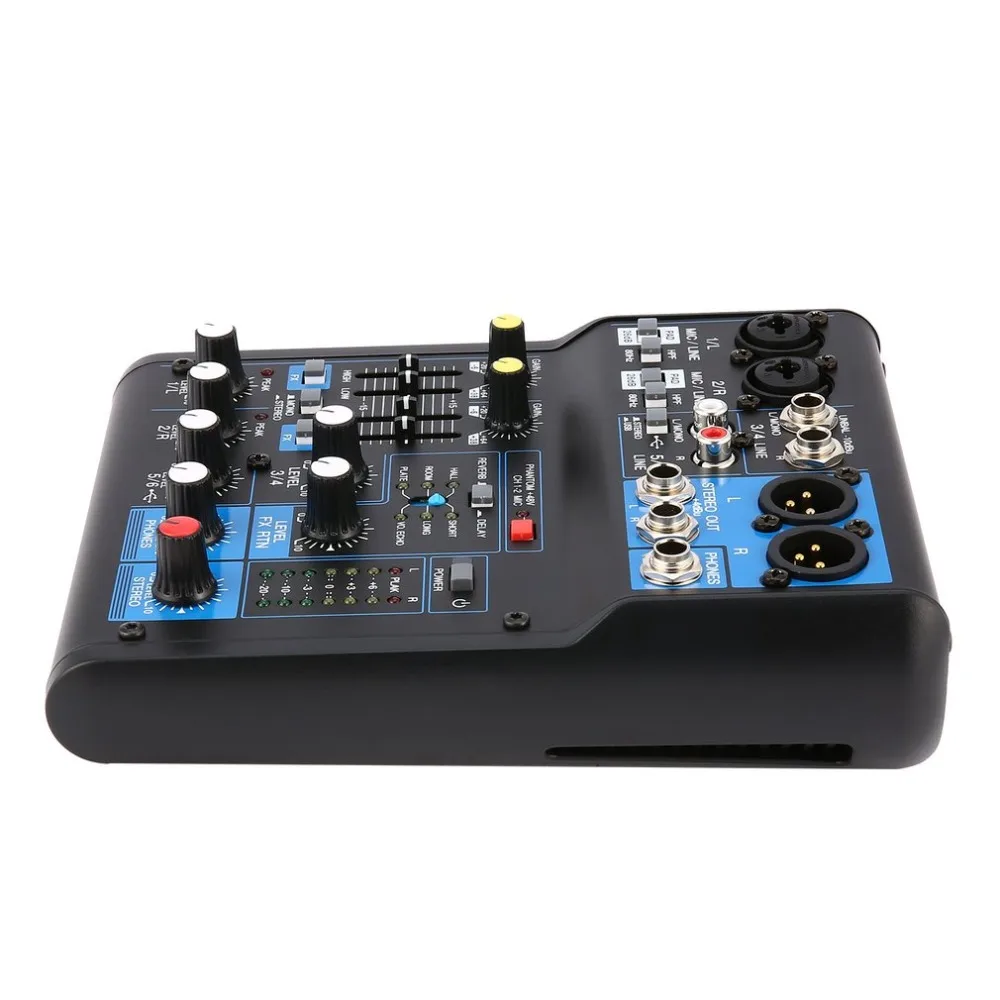 

Power Audio DJ Mixer EU Plug 4 Channel Professional Power Mixing Amplifier USB Slot 16DSP +48V Phantom Power for Microphones
