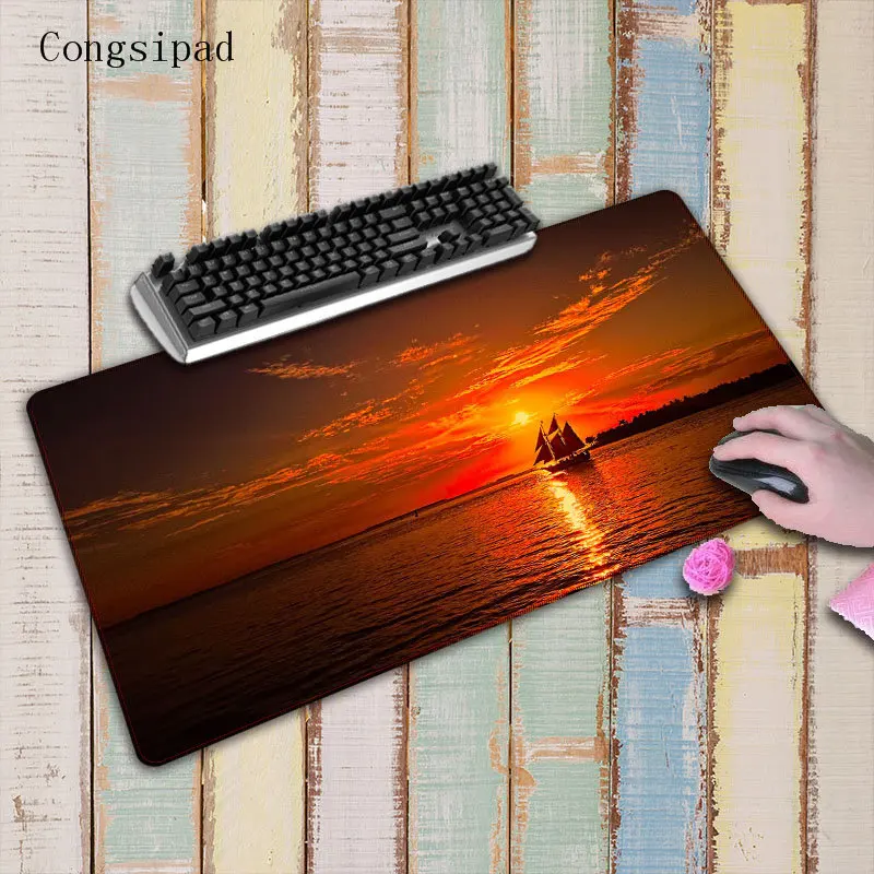 

Congsipad Boat Sailing in The Sunset and The Sea Computer Gaming Large Mousemat Size for 30x60/40x90cm Rubber For CSGO Mouse Pad