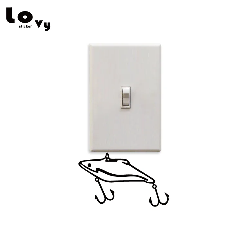 Fishing Lure Vinyl Switch Sticker Creative Cartoon Vinyl Wall Decal Home Decor SW0312 Fishing Lure Vinyl Switch Sticker Creative Cartoon Vinyl Wall Decal Home Decor SW0312