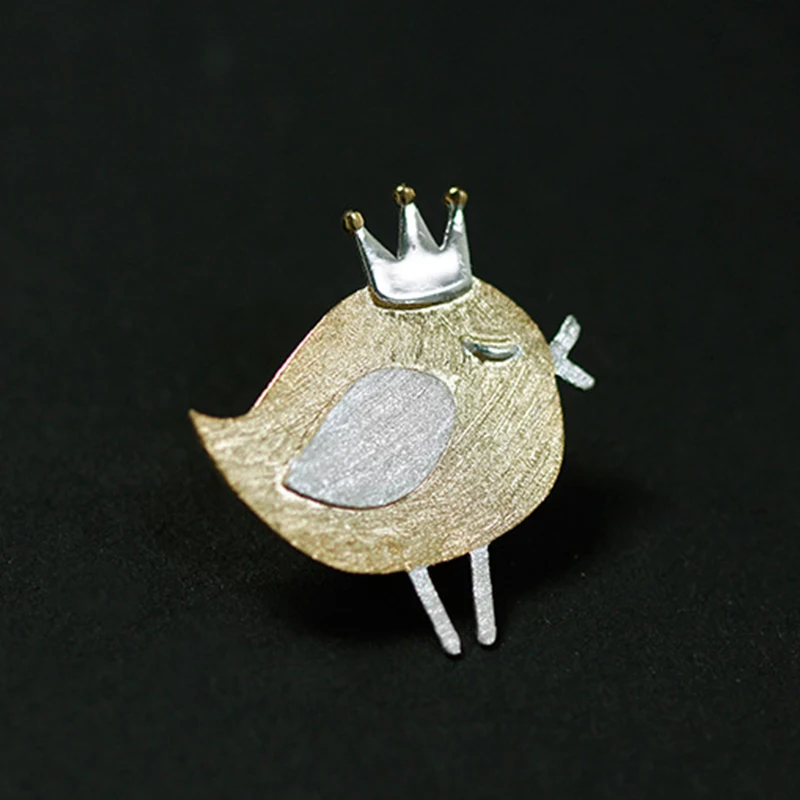Lotus Fun реальные стерлингового серебра 925 природных ручной Fine Jewelry Прекрасная принцесса Птица Дизайн Броши Pin Broche для женщин