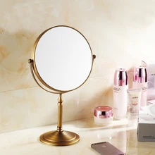 Antique Brass Bathroom Mirror 8 Inch 3x Magnifier Makeup Mirror 360-Degree Rotating Vanity Makeup Mirrors Dual Sided Mirror 6 inch 3x magnifying round wall make up mirror two sided retractable bathroom mirror 360 degree swivel makeup mirror