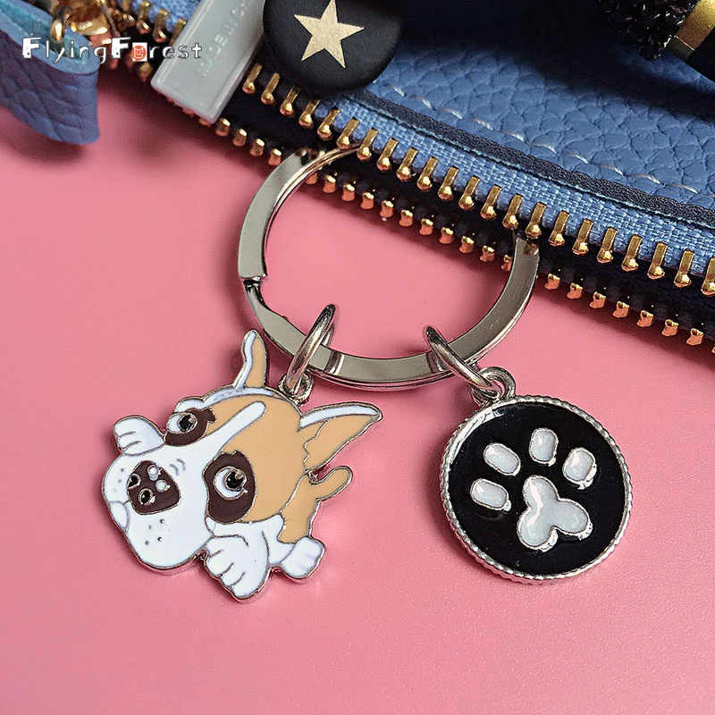 Brittany Spaniel Dog Animal Silver Charm Purse//Backpack Key Finder Ring