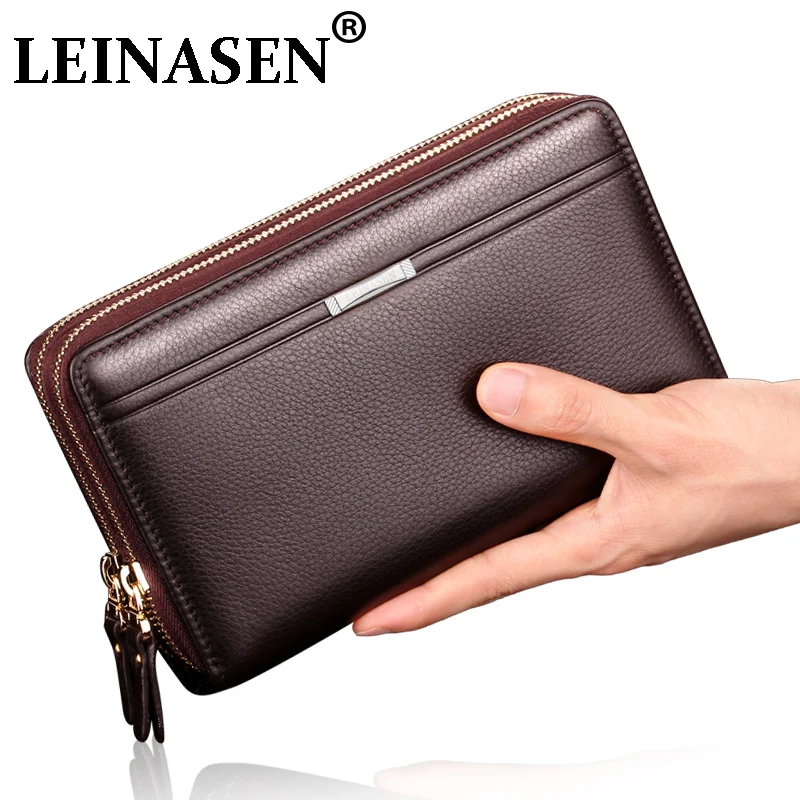 

Men wallets with coin pocket long zipper coin purse for men clutch business Male Wallet Double zipper Vintage Large Wallet Purse