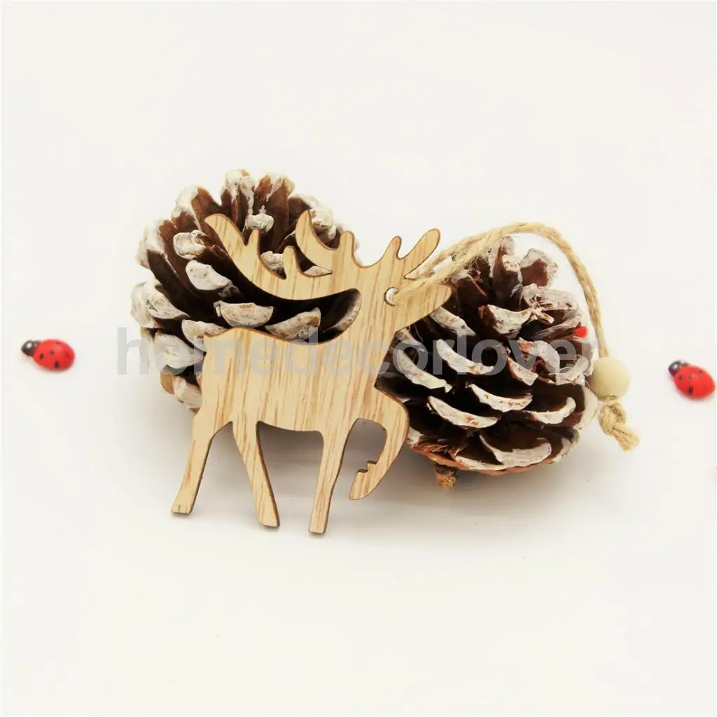 12 Pieces Assorted Wooden Shapes Christmas Tree Ornament Xmas Hanging Bell Snowflake Decoration Gifts Vintage Style