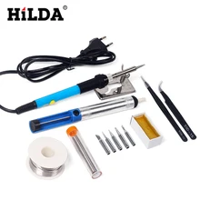 HILDA 110 В/220 В США и ЕС 60 Вт Ручка инструмент для ремонта Регулируемая температура Электрический паяльник набор с 5 шт. Советы Инструменты для ремонта