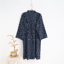 Men Summer 100% Cotton Robe Gauze Leaf Loose Comfortable Leaves Kimono Bath Robes Home Wear Nightly Bathrobes