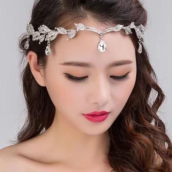 

Bride Forehead Jewelry Headband Handmade Crystal Leaf Hairband Hot Selling Wedding Accessories Crown Bridal Fairy Jewelry