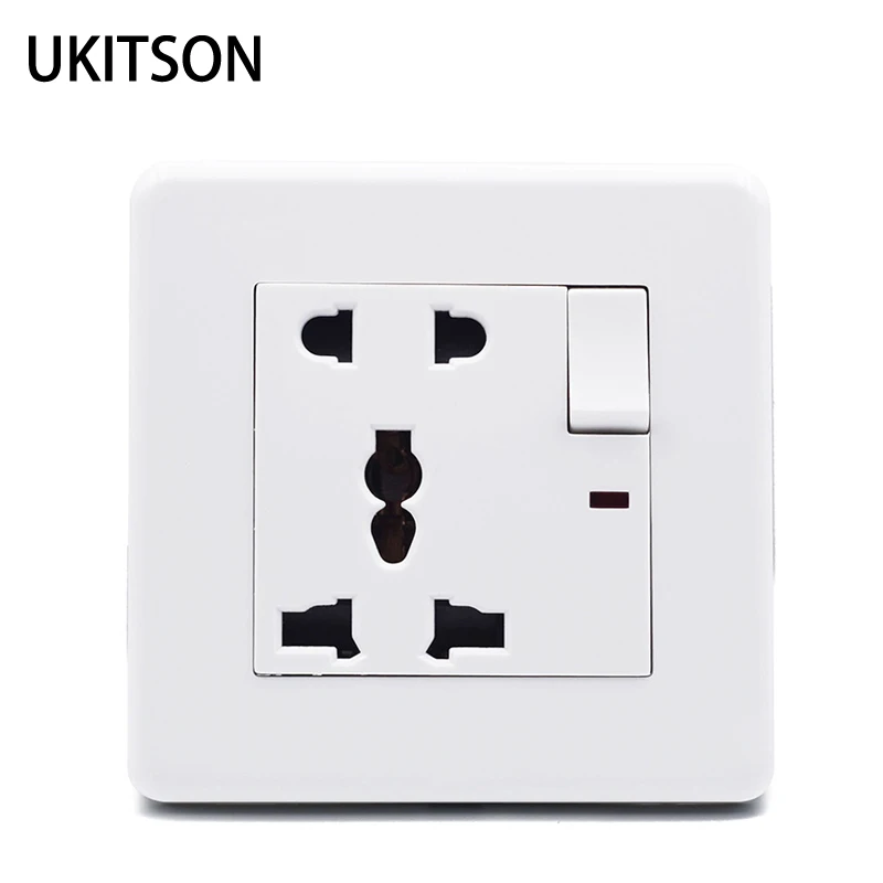 White PC 5 Pins With Switch Electric Wall Panel pic 1