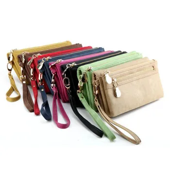 

New Wallet PU Leather Purse Female Long Wallet Gold Double Zipper Coin Pouch Handbag For Women Coin Card Phone Holders Clutch