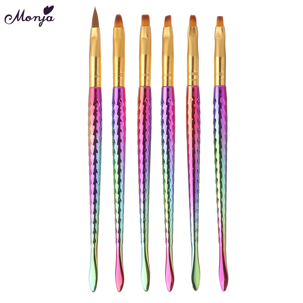 Monja Nail Art Русалка акриловая УФ Гелевая Расширительная кисточка для гравировки