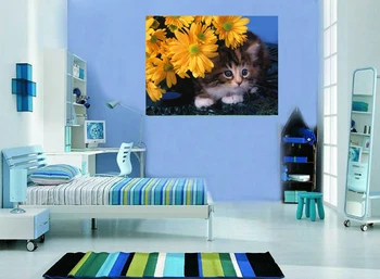 

Needlework,Cross stitch,14CT Unprinted for Embroidery kits Animal Cat under the sunflower Cross-Stitching,DIY Handmade decor