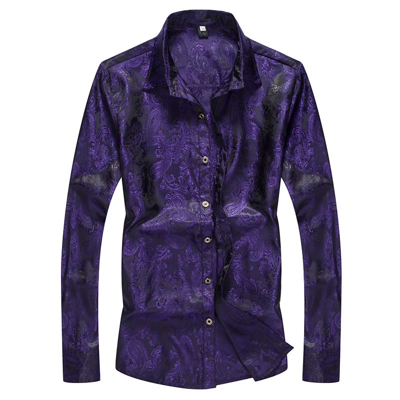 Brand Men's Men's Embroidered Shirt Bright Pattern Long Sleeve Cotton