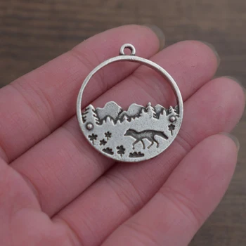 

SanLan antique silver plated DIY Animal charm fox pendant in the mountain
