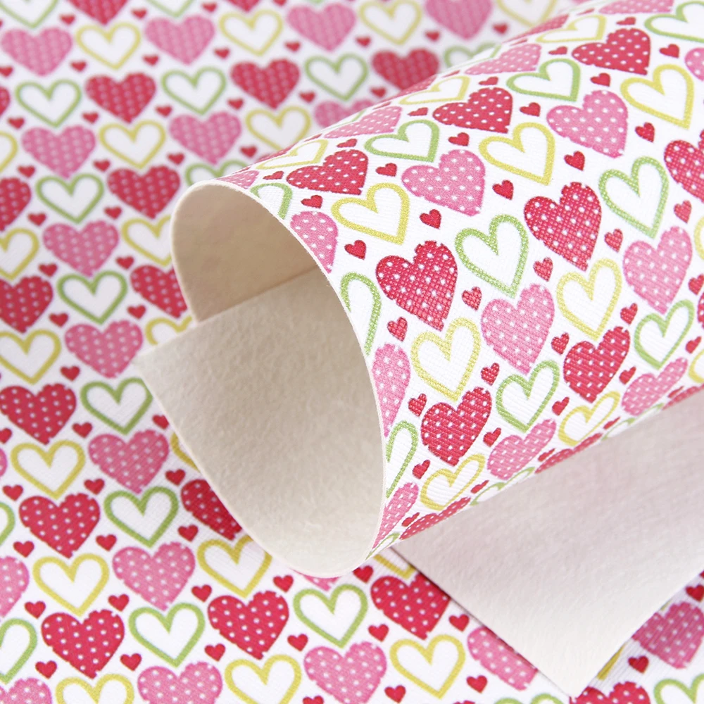

David accessories 20*34cm Heart love Valentine's Day Faux Artificial Synthetic Leather Fabric,DIY Hairbow Bags Material,1Yc3179
