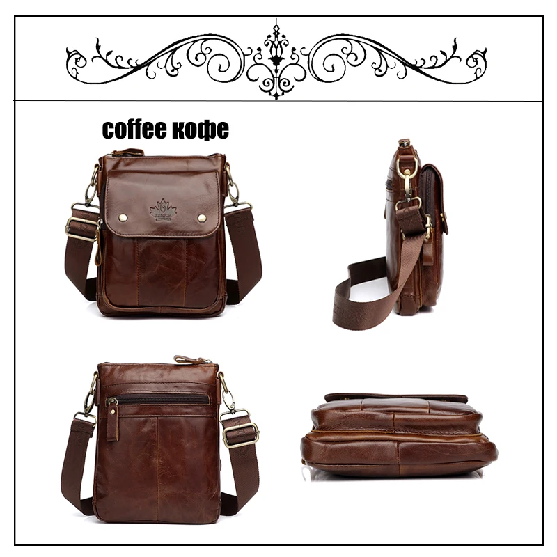 Men Genuine Leather Handbag Shoulder Messenger Bag Crossbody Bag New Fashion Bags For Men Flap Zipper Hasp KSK