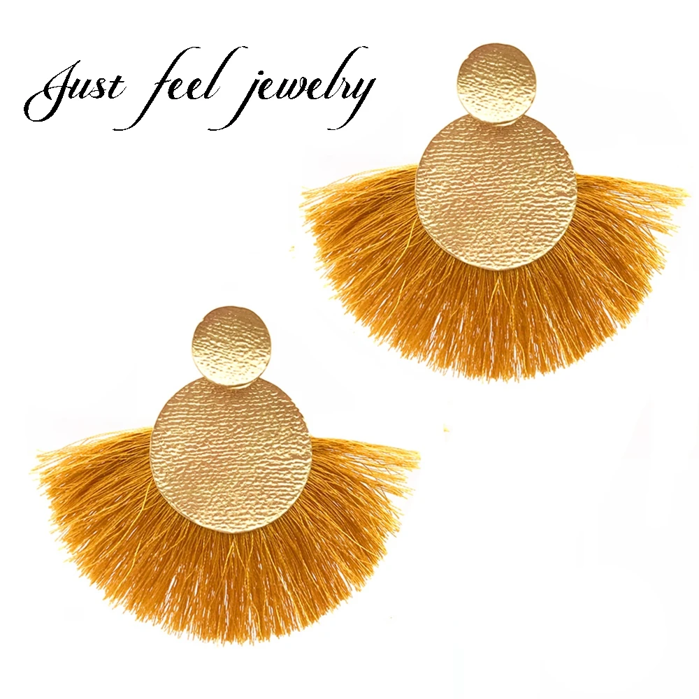 

JUST FEEL 6 Colors Yellow Fringed Earrings 2017 Boho Long Tassel Earrings Women Vintage Ethnic Jewelry pendientes flecos borla