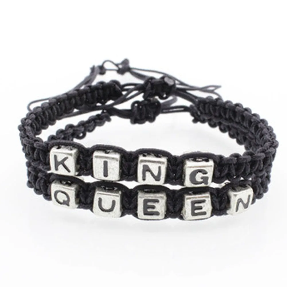 high quality Couples Bracelets Set King and Queen Letter Bracelet