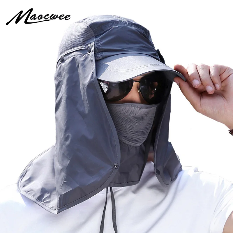 

2018 Bucket hat Hiking Camping Visor Hat UV Protection Face Neck Cover Fishing Sun Protcet Cap Summer Ride Bike Hats Man Woman
