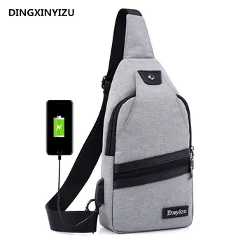 

Hot 2017 new fashion USB design, canvas chest bag, men shoulder bag, anti-theft, large capacity trip, women's shoulder bag