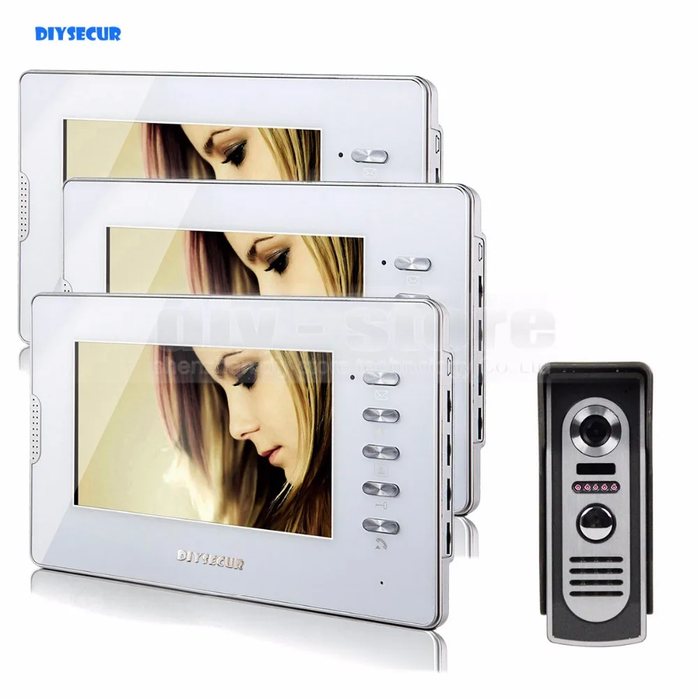 DIYSECUR 600TVL 7\ Wired Video Door Phone Audio Visual Intercom Entry System 1V3 For Villa House DIYSECUR 600TVL 7\ Wired Video Door Phone Audio Visual Intercom Entry System 1V3 For Villa House