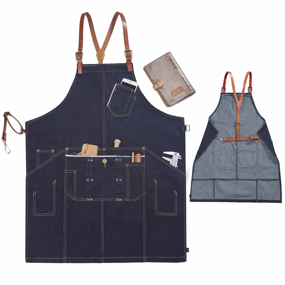 

High-end Denim Apron Belt Barista Painting Western Restaurant Baking Home Work Apron