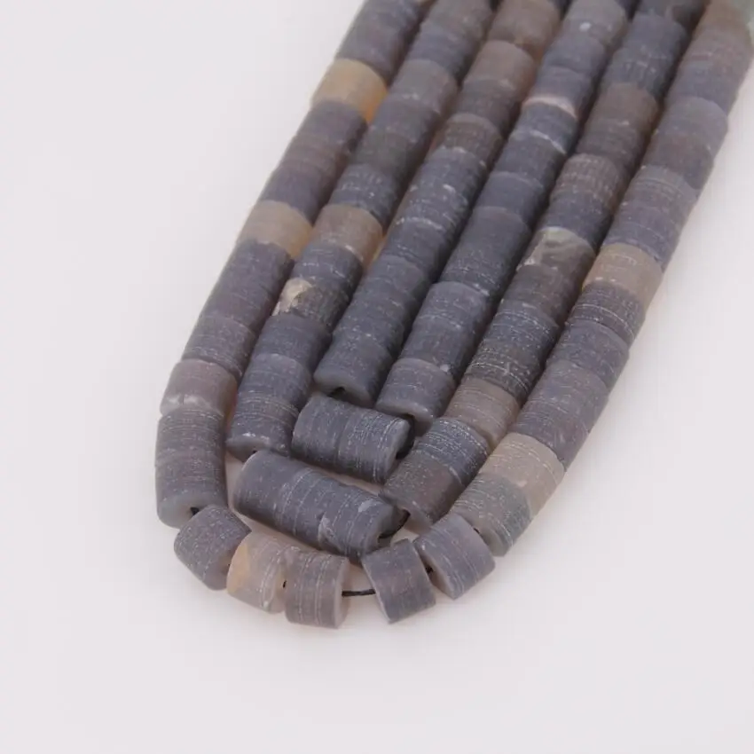 

Matted Natural Grey Agates Disc Heishi Beads Charms,Frosted Facted Onyx Gems Rondelle Loose Beads Necklace Bracelet