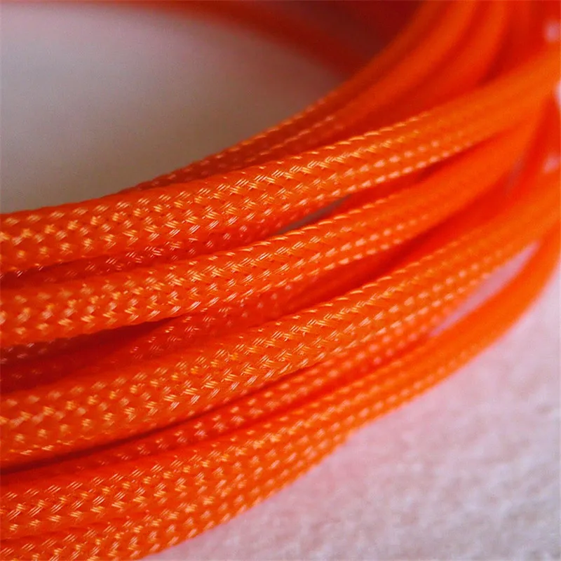 4 мм Плетеный ПЭТ расширяемый рукав высокой плотности Обшивка плетеный кабель рукава 1 м - Цвет: Orange 4mm