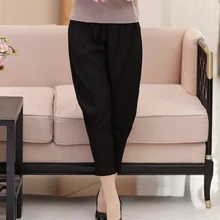 Женские шелковый штаны по оптовым ценам с высокой талией Свободные широкие повседневные штаны Длиной до лодыжки Женские удобные штаны OL большого размером E608T