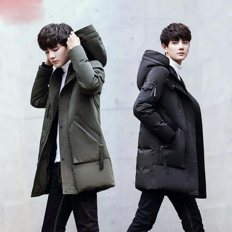 

Men Hooded Thick Jacket&Coat Cotton Padded Fashion Outwear Winter Warm Windproof Male Overcoat Down Top Jackets SY0024