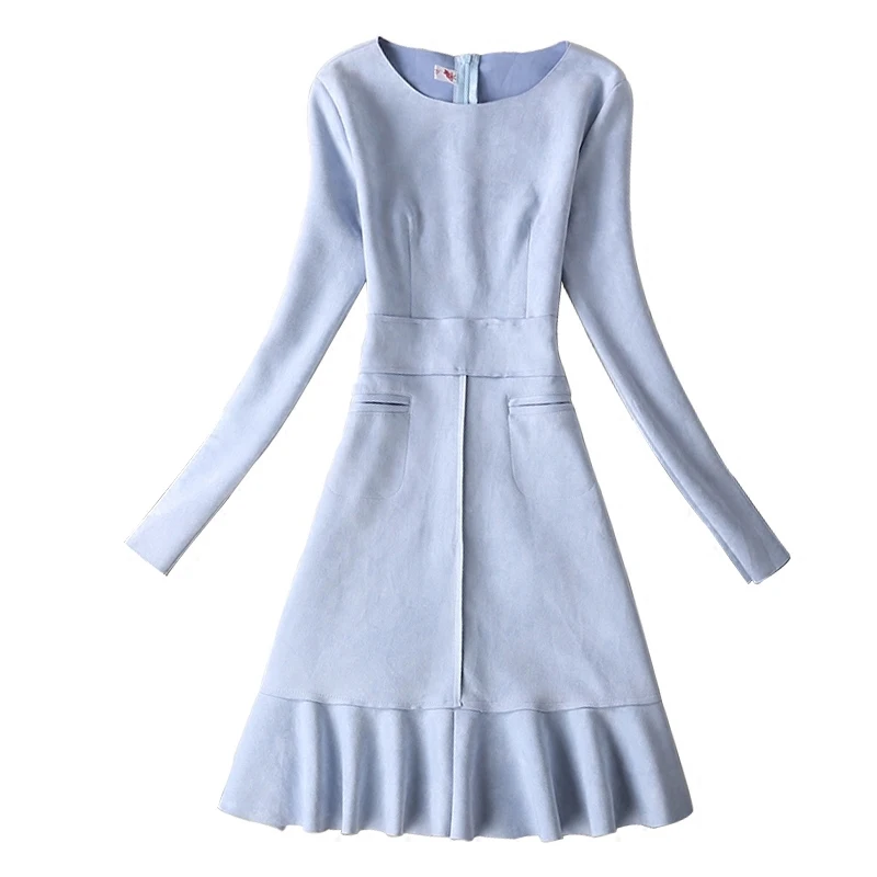 

Autumn Winter Fashion Women Dress Long Sleeve Suede 2017 New Spring Elegant Casual bodycon Prom Party Dress Slim vestidos