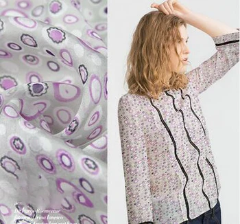 

The spring breeze stroke face 2016 romance Irregular small purple circles silk chiffon fabrics through thin summer cloth