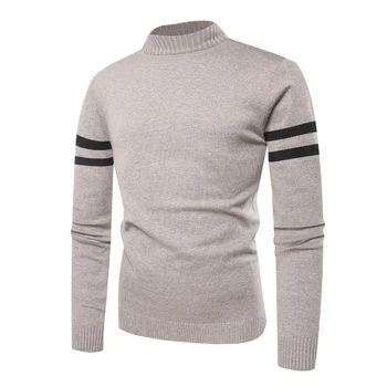 

Classic Striped Sweater Men 2018 Autumn Winter Mandarin Collar Knitted Sweater Mens Long Sleeve Casual Pullover Sueter Hombre