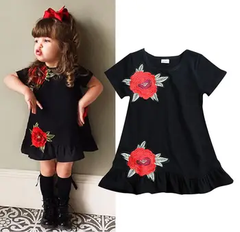 

2019 USA Toddler Kids Baby Girls 3D Flower Summer Party Dress Sundress Clothes 0-4T