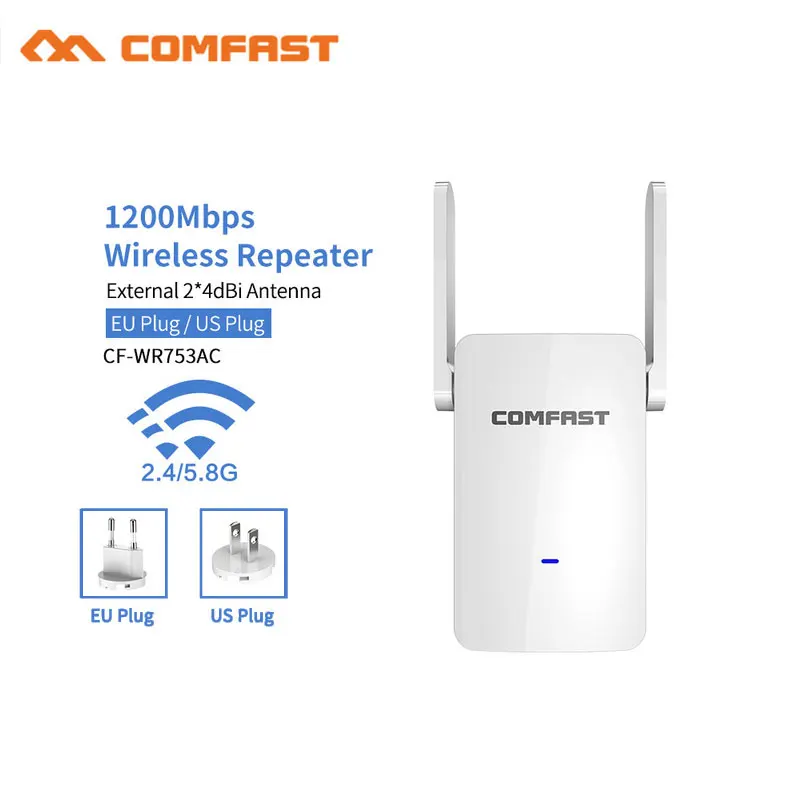 

Comfast 1200Mbps Wi-fi Extender Router Repeater Dual Band 2.4&5.8Ghz Wireless WiFi Range wifi signal amplifier Router