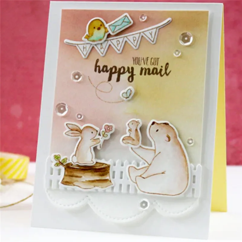

GJCrafts 13Pcs Bear Bird Animal Die Metal Dies Cutting for Scrapbooking 2018 Die Cuts for Card Making Album Home&Garden